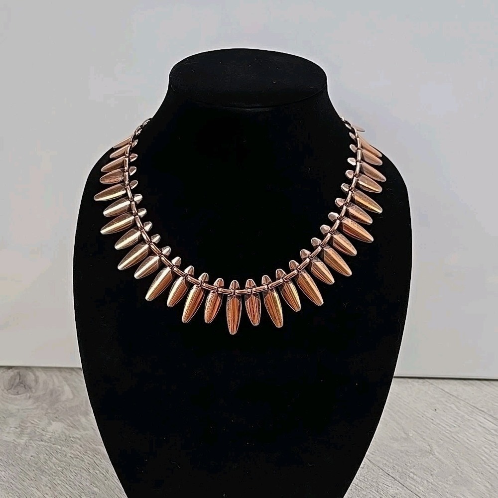 Vintage Mid Century Copper Statement Necklace Adjustable Choker